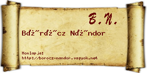 Böröcz Nándor névjegykártya